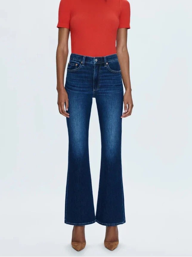 Pistola Lennon Jeans, Size 25, Blue, High Rise Crop Boot Denim In Greenwich,
